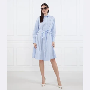 Karl Lagerfeld Sukienka Striped shirt dress with logo embroidery