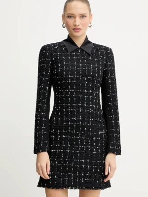 Karl Lagerfeld sukienka z dodatkiem wełny kolor czarny mini prosta A4W13021