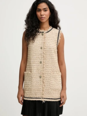 Karl Lagerfeld sukienka z domieszką wełny kolor beżowy mini prosta B1W13008