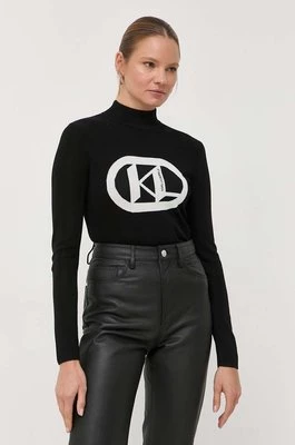 Karl Lagerfeld sweter damski kolor czarny lekki z półgolfem