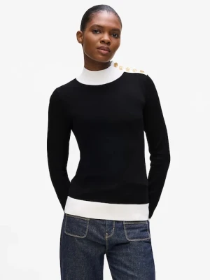 Karl Lagerfeld sweter damski kolor czarny lekki z półgolfem A4W18038