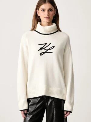 Karl Lagerfeld sweter damski z wełną beżowy