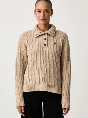 Karl Lagerfeld sweter damski z wełną beżowy
