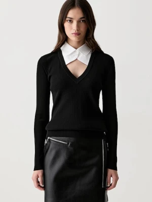 Karl Lagerfeld sweter damski z wiskozą czarny