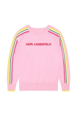 Karl Lagerfeld sweter dziecięcy kolor różowy