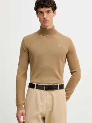 Karl Lagerfeld sweter wełniany męski kolor brązowy lekki z golferm 554399.655058