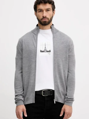 Karl Lagerfeld sweter wełniany męski kolor szary 554399.655004