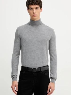 Karl Lagerfeld sweter wełniany męski kolor szary lekki z golferm 554399.655058
