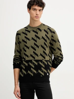 Karl Lagerfeld sweter z dodatkiem wełny męski kolor zielony 554305.655022