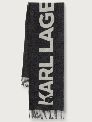 Karl Lagerfeld szalik damski z wełną K / ESSENTIAL szary