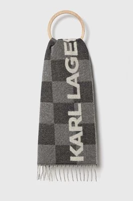 Karl Lagerfeld szalik wełniany kolor szary wzorzysty