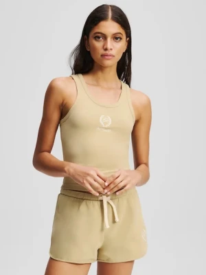 Zdjęcie produktu Karl Lagerfeld szorty damskie kolor beżowy z aplikacją medium waist A3W44007