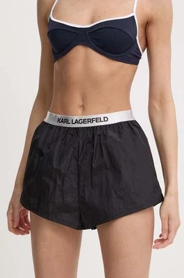 Karl Lagerfeld szorty damskie kolor czarny gładkie high waist