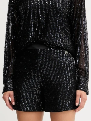 Karl Lagerfeld szorty damskie kolor czarny z aplikacją high waist A4W10125