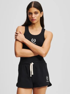Karl Lagerfeld szorty damskie kolor czarny z aplikacją medium waist A3W44007