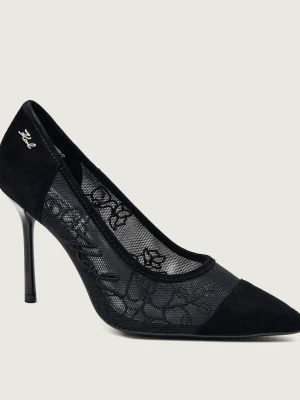 Karl Lagerfeld Szpilki Sarabande Orchid Lace | zamsz czarny