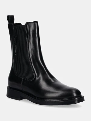 Karl Lagerfeld sztyblety skórzane BLAKE damskie kolor czarny na płaskim obcasie KL41460