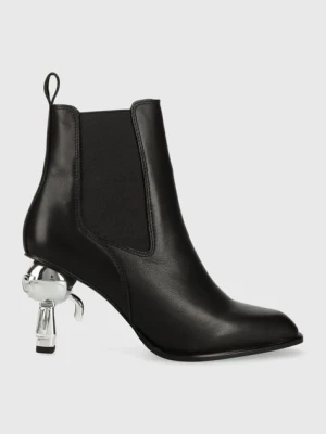 Karl Lagerfeld sztyblety skórzane IKON HEEL damskie kolor czarny na słupku KL39060
