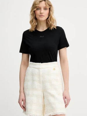 Karl Lagerfeld t-shirt basic damski bawełniany czarny