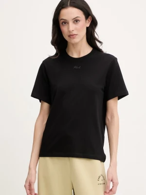 Karl Lagerfeld t-shirt basic damski bawełniany czarny