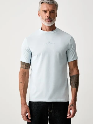 Karl Lagerfeld T-shirt basic męski bawełniany z elastanem niebieski