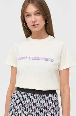 Karl Lagerfeld t-shirt bawełniany 225W1701 kolor beżowy