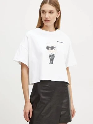 Karl Lagerfeld t-shirt bawełniany damski kolor beżowy A1W17132