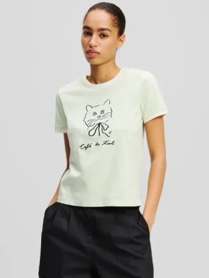 Karl Lagerfeld t-shirt bawełniany damski kolor beżowy A2W17086