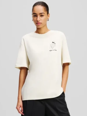 Karl Lagerfeld t-shirt bawełniany damski kolor beżowy A2W17089