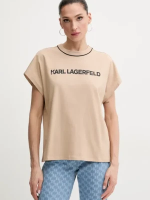 Karl Lagerfeld t-shirt bawełniany damski kolor beżowy A2W17109