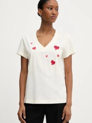 Karl Lagerfeld t-shirt bawełniany damski kolor beżowy A3W17017