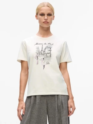 Karl Lagerfeld t-shirt bawełniany damski kolor beżowy A4W17087