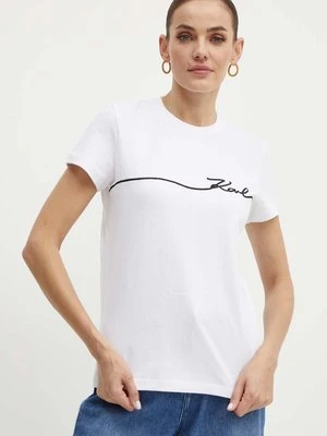 Karl Lagerfeld t-shirt bawełniany damski kolor biały 245W1706