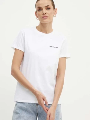 Zdjęcie produktu Karl Lagerfeld t-shirt bawełniany damski kolor biały 245W1714