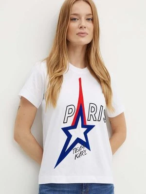 Karl Lagerfeld t-shirt bawełniany damski kolor biały 245W1730