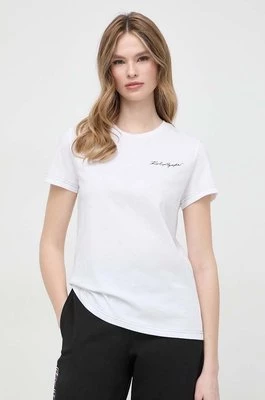 Karl Lagerfeld t-shirt bawełniany damski kolor biały