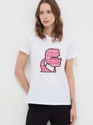 Karl Lagerfeld t-shirt bawełniany damski kolor biały