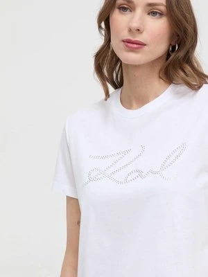 Karl Lagerfeld t-shirt bawełniany damski kolor biały