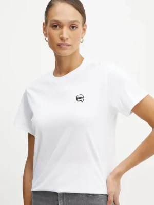 Karl Lagerfeld t-shirt bawełniany damski kolor biały A1W17025