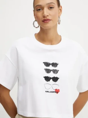 Karl Lagerfeld t-shirt bawełniany damski kolor biały A1W17121