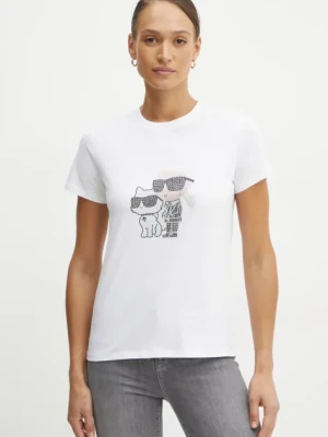 Karl Lagerfeld t-shirt bawełniany damski kolor biały A1W17131