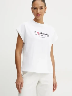 Karl Lagerfeld t-shirt bawełniany damski kolor biały A1W17138