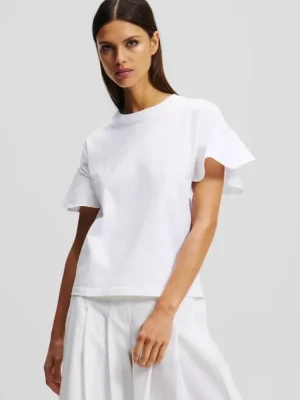 Karl Lagerfeld t-shirt bawełniany damski kolor biały A2W17063