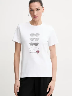 Karl Lagerfeld t-shirt bawełniany damski kolor biały A2W17103