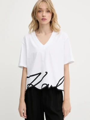 Karl Lagerfeld t-shirt bawełniany damski kolor biały A2W17104