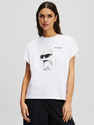 Karl Lagerfeld t-shirt bawełniany IKON AQUARELLE damski kolor biały A2W17115
