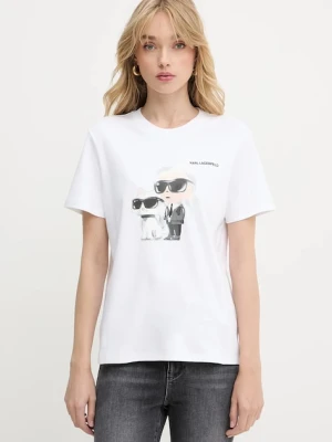 Karl Lagerfeld t-shirt bawełniany damski kolor biały A3W17077