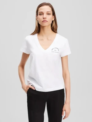 Karl Lagerfeld t-shirt bawełniany damski kolor biały A3W17104