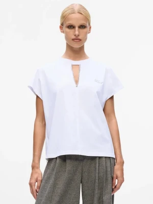 Karl Lagerfeld t-shirt bawełniany damski kolor biały A4W17046