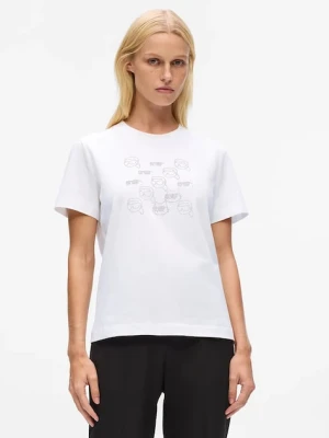 Karl Lagerfeld t-shirt bawełniany IKON damski kolor biały A4W17098